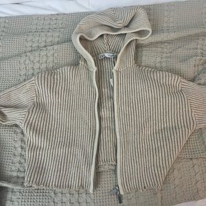Zara double zip up cropped hoodie